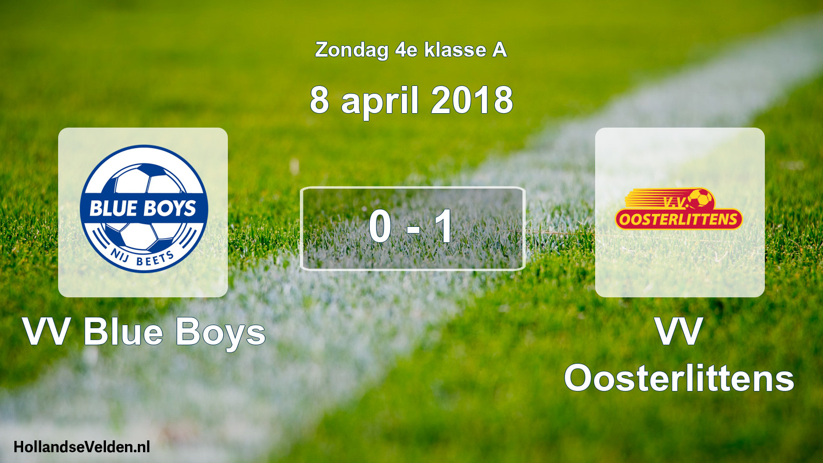 Total number of matches played: VV Blue Boys - VV Oosterlittens 0 - 1 (8 April 2018)