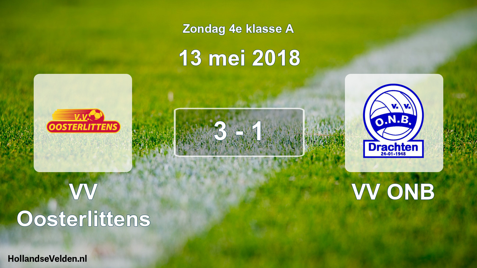 Total number of matches played: VV Oosterlittens - VV ONB 3 - 1 (13 May 2018)