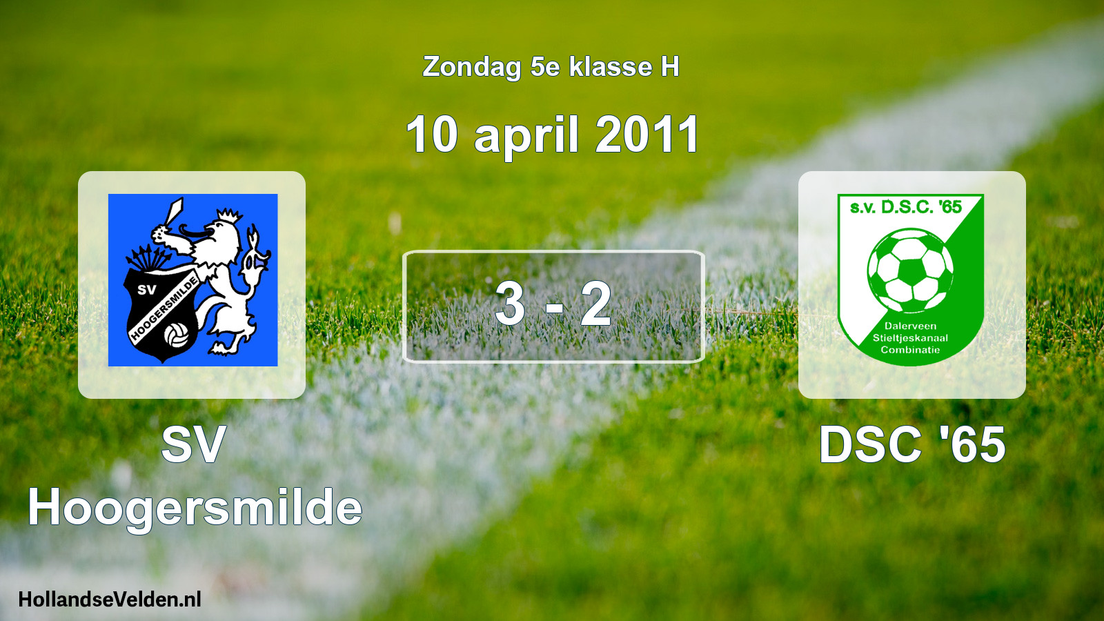 Total number of matches played: SV Hoogersmilde - DSC '65 3 - 2 (10 April 2011)