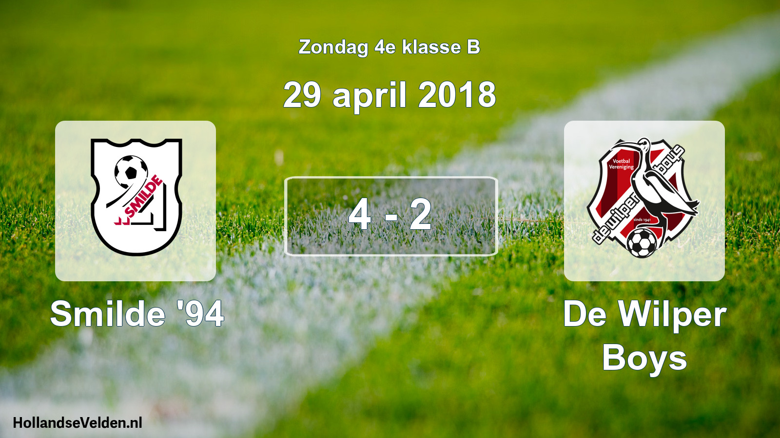 Total number of matches played: Smilde '94 - De Wilper Boys 4 - 2 (29 April 2018)