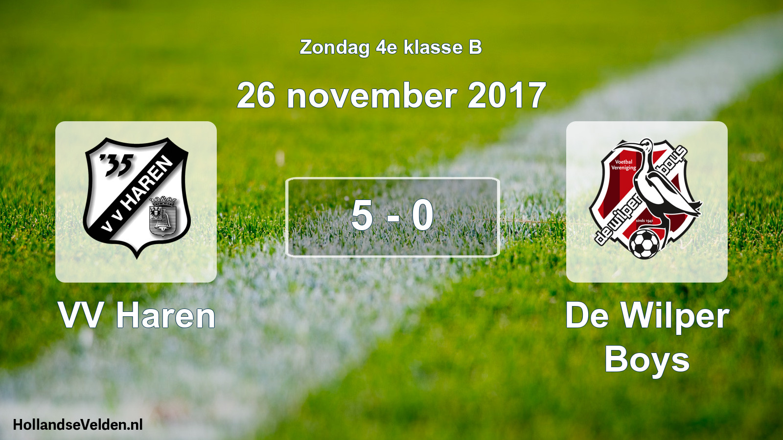 Total number of matches played: VV Haren - De Wilper Boys 5 - 0 (26 November 2017)
