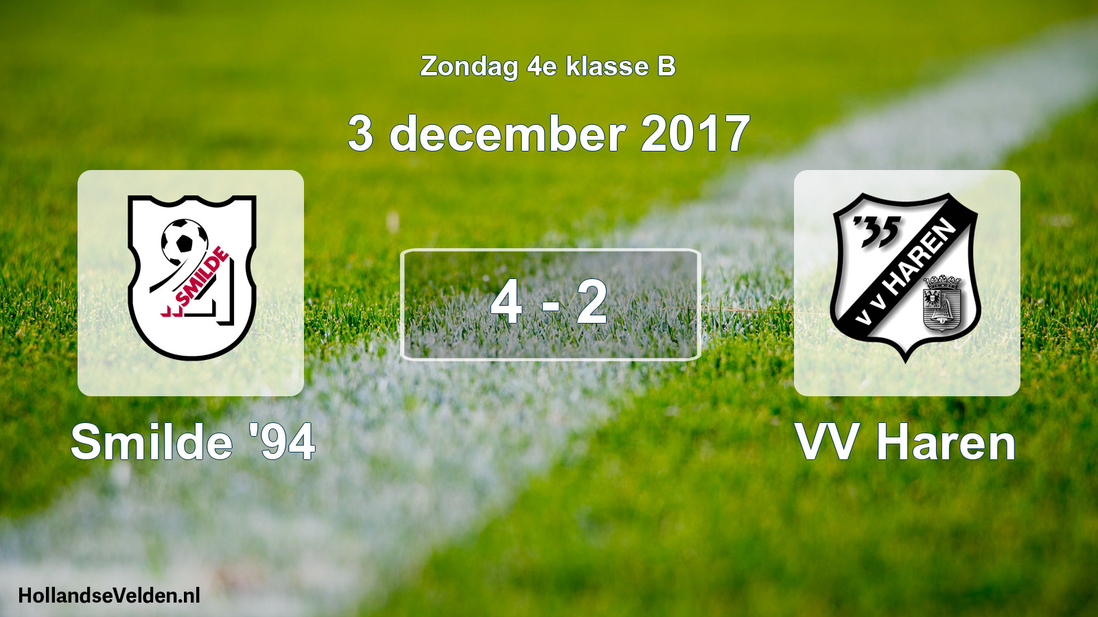 Total number of matches played: Smilde '94 - VV Haren 4 - 2 (3 December 2017)