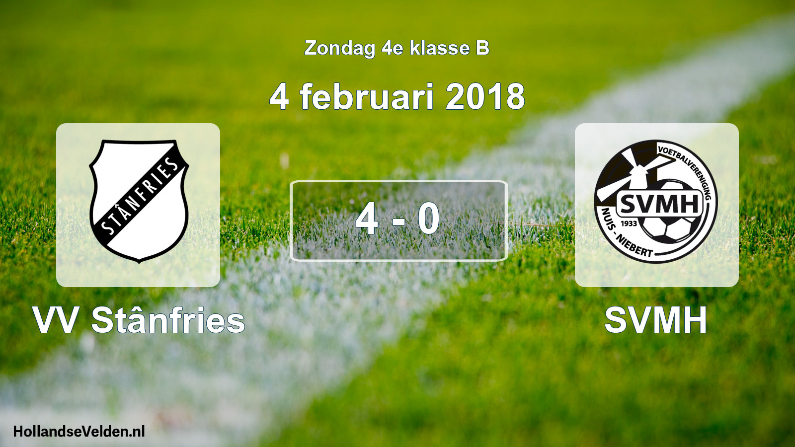 Total number of matches played: VV Stânfries - SVMH 4 - 0 (4 February 2018)