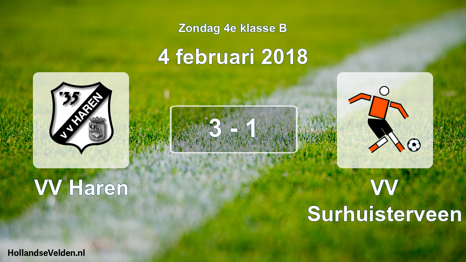 Total number of matches played: VV Haren - VV Surhuisterveen 3 - 1 (4 February 2018)