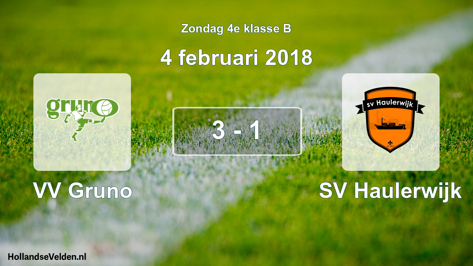 Total number of matches played: VV Gruno - SV Haulerwijk 3 - 1 (4 February 2018)