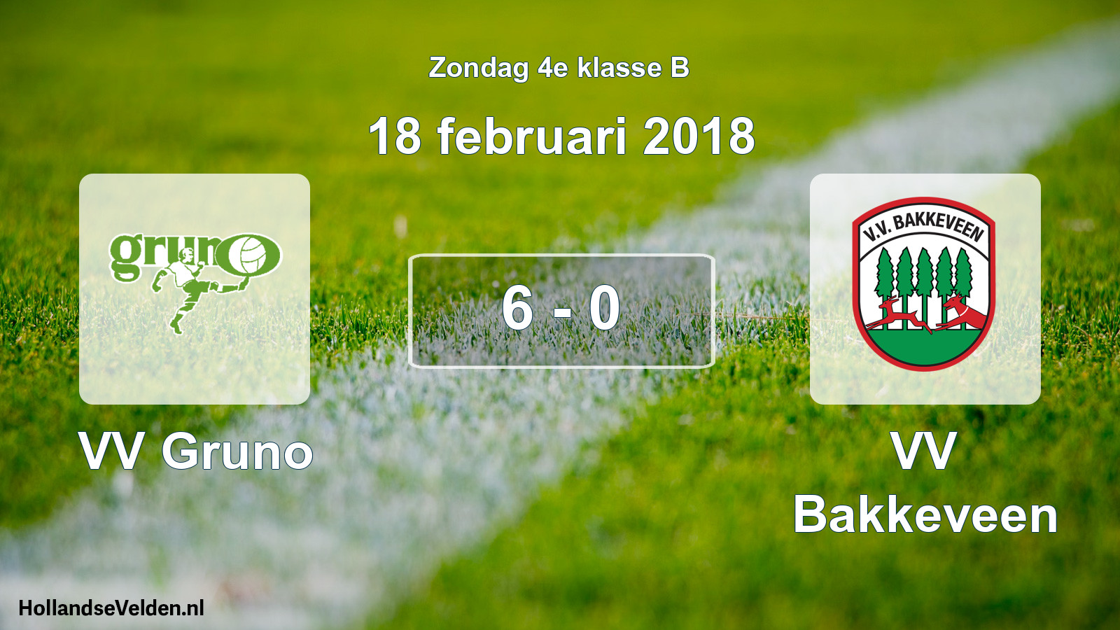 Total number of matches played: VV Gruno - VV Bakkeveen 6 - 0 (18 February 2018)