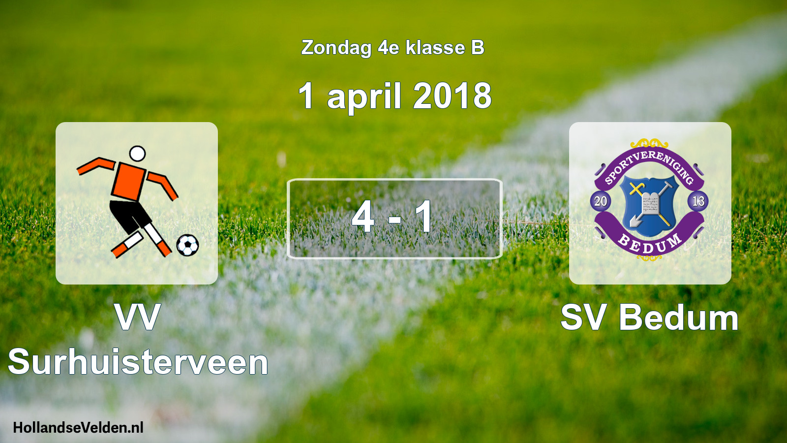 Total number of matches played: VV Surhuisterveen - SV Bedum 4 - 1 (1 April 2018)