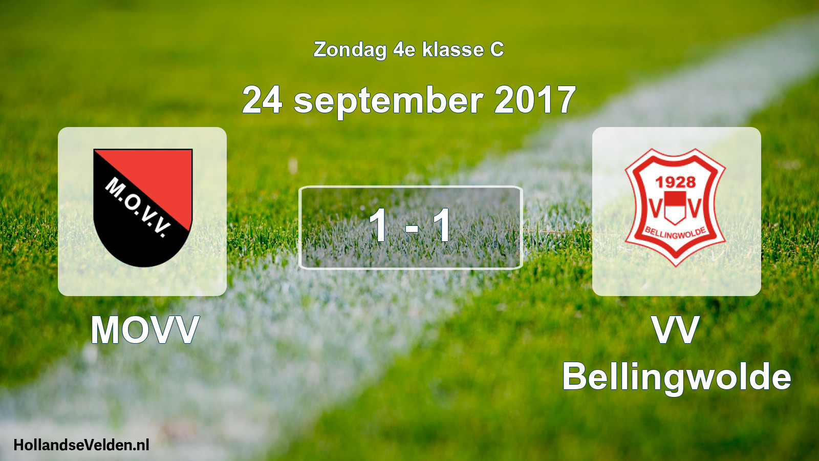 Total number of matches played: MOVV - VV Bellingwolde 1 - 1 (24 September 2017)
