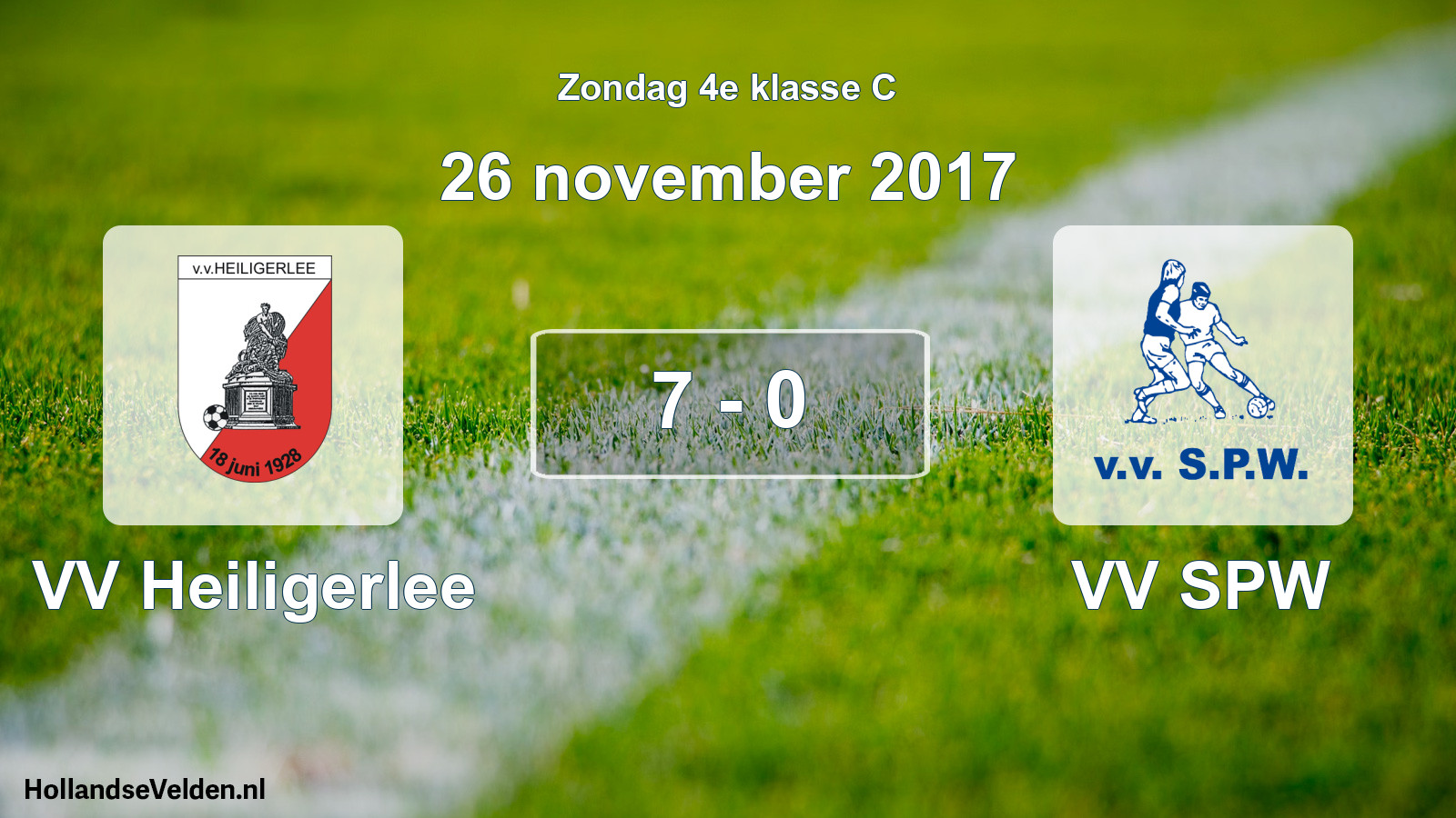 Total number of matches played: VV Heiligerlee - VV SPW 7 - 0 (26 November 2017)