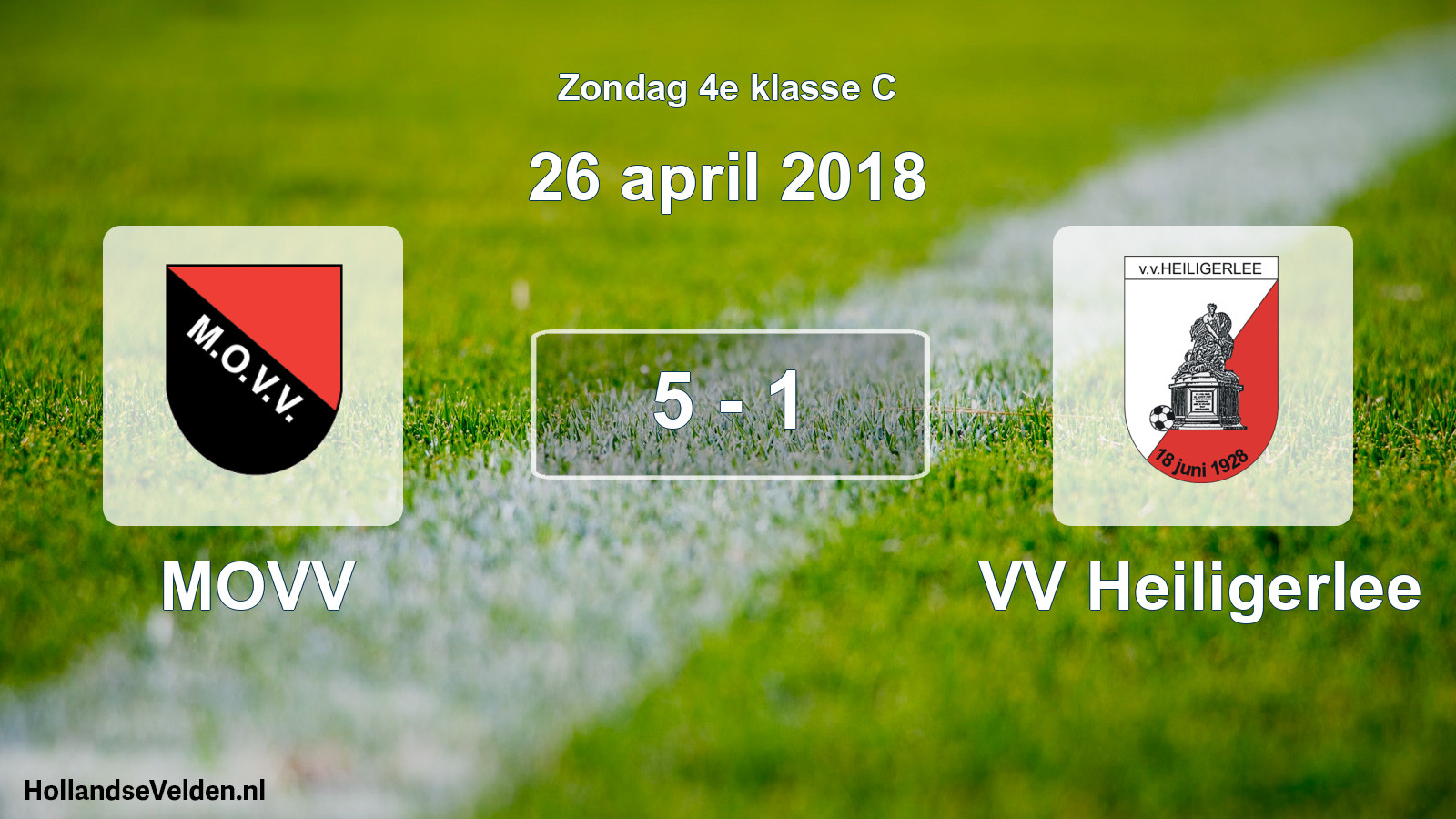 Total number of matches played: MOVV - VV Heiligerlee 5 - 1 (26 April 2018)