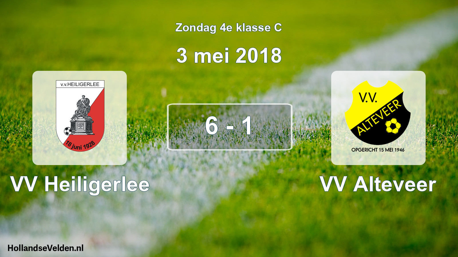 Total number of matches played: VV Heiligerlee - VV Alteveer 6 - 1 (3 May 2018)