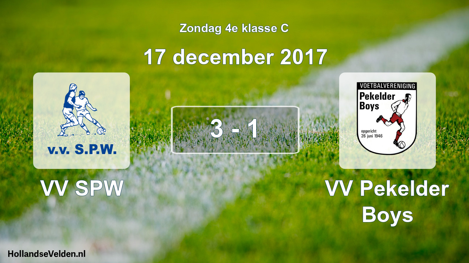 Total number of matches played: VV SPW - VV Pekelder Boys 3 - 1 (17 December 2017)