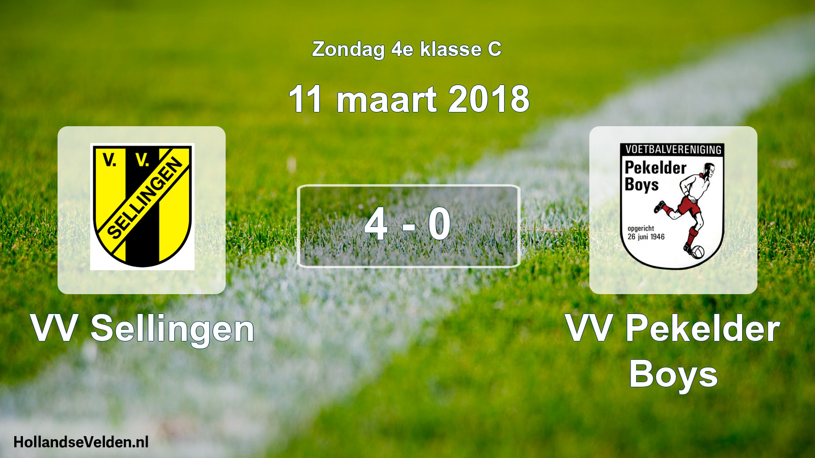Total number of matches played: VV Sellingen - VV Pekelder Boys 4 - 0 (11 March 2018)