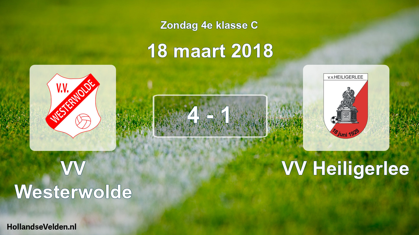 Total number of matches played: VV Westerwolde - VV Heiligerlee 4 - 1 (18 March 2018)