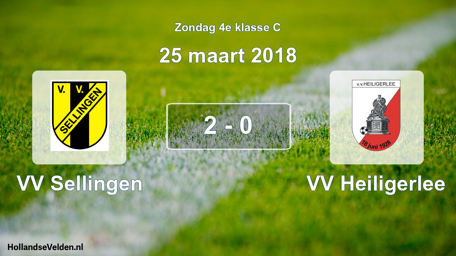 Total number of matches played: VV Sellingen - VV Heiligerlee 2 - 0 (25 March 2018)