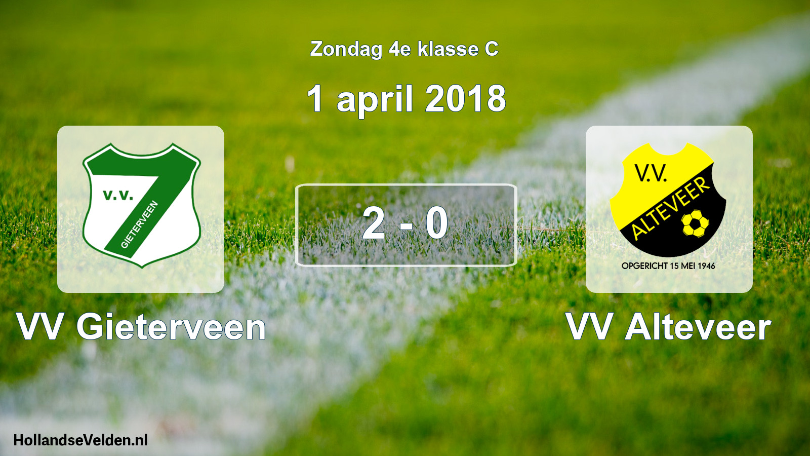 Total number of matches played: VV Gieterveen - VV Alteveer 2 - 0 (1 April 2018)