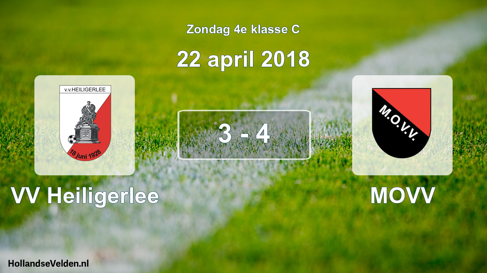 Total number of matches played: VV Heiligerlee - MOVV 3 - 4 (22 April 2018)