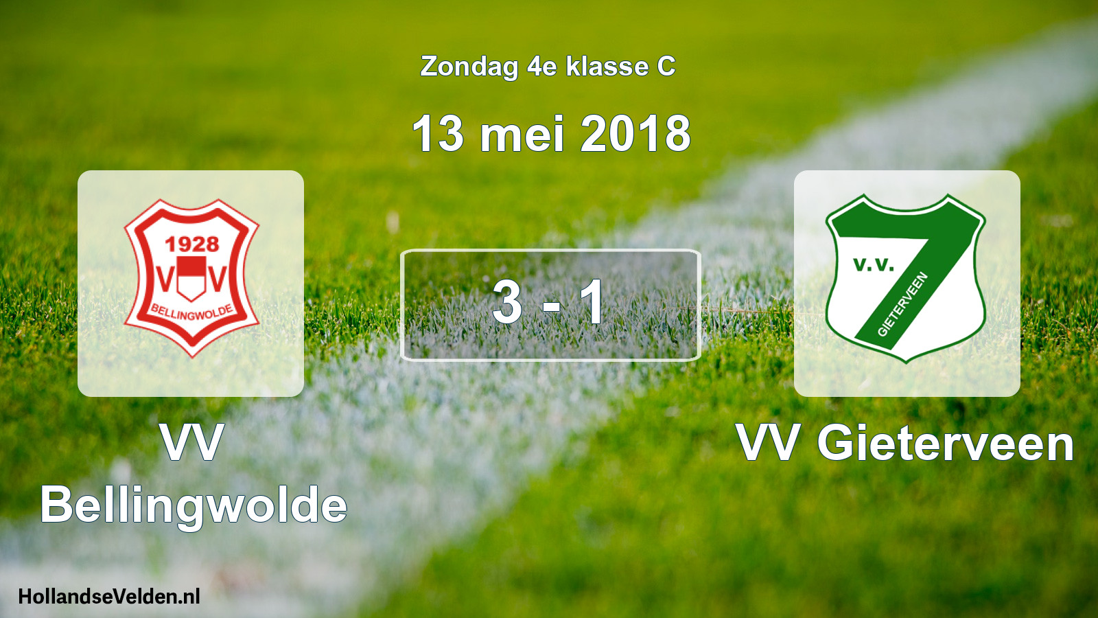 Total number of matches played: VV Bellingwolde - VV Gieterveen 3 - 1 (13 May 2018)