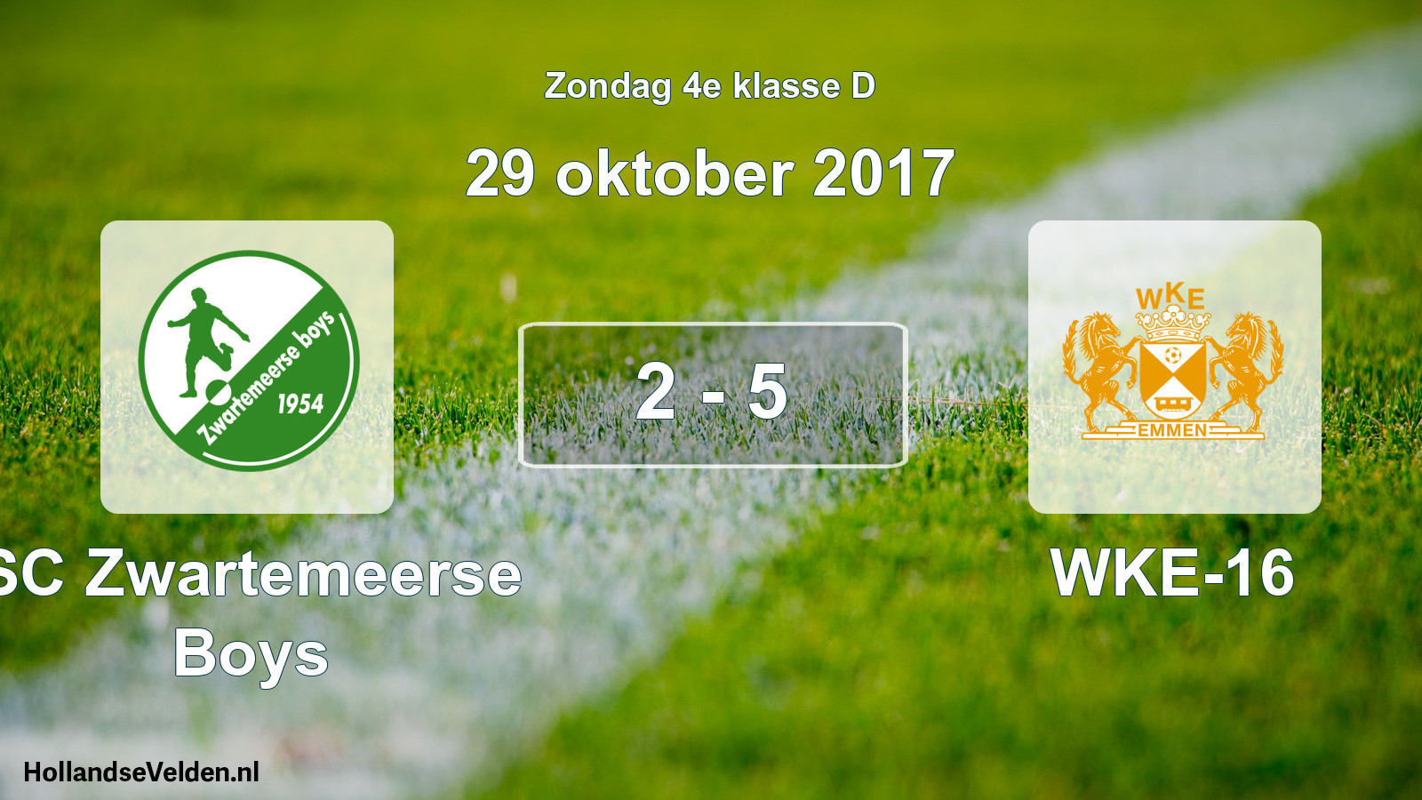 Total number of matches played: SC Zwartemeerse Boys - WKE-16 2 - 5 (29 October 2017)