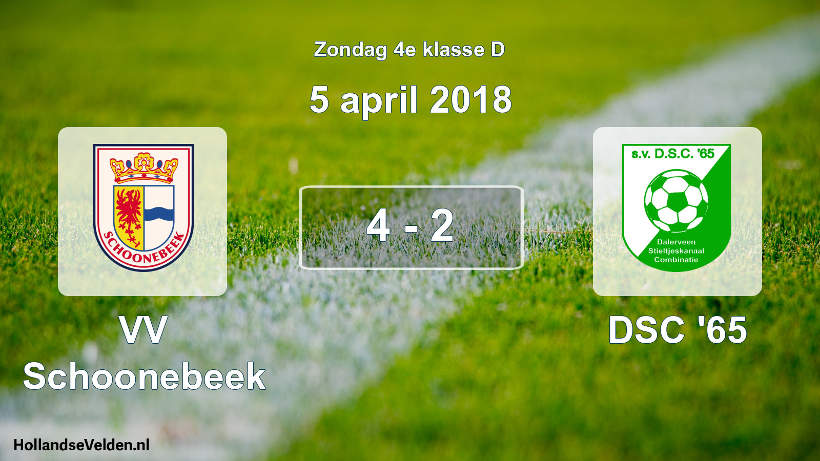 Total number of matches played: VV Schoonebeek - DSC '65 4 - 2 (5 April 2018)