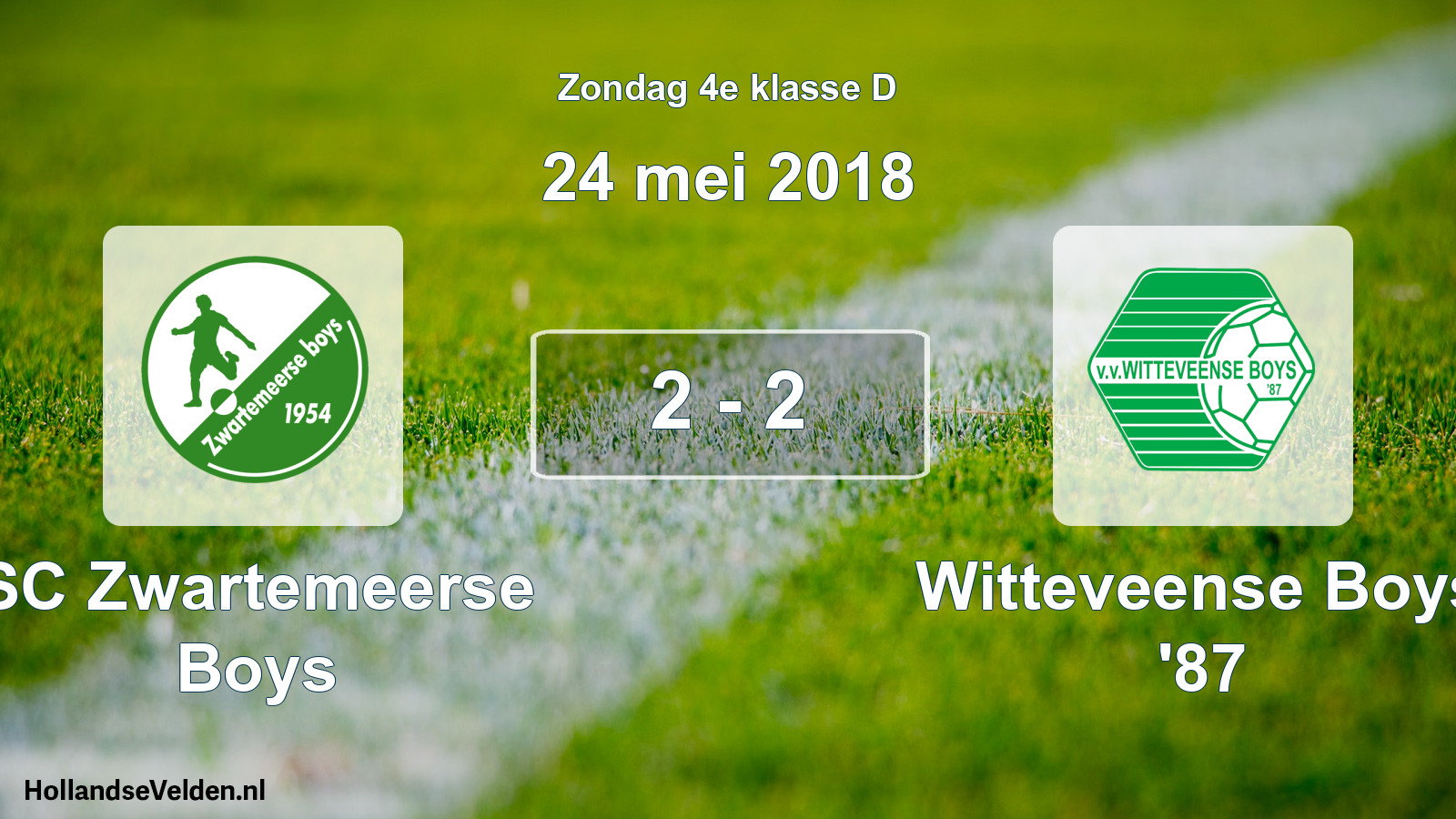 Total number of matches played: SC Zwartemeerse Boys - Witteveense Boys '87 2 - 2 (24 May 2018)