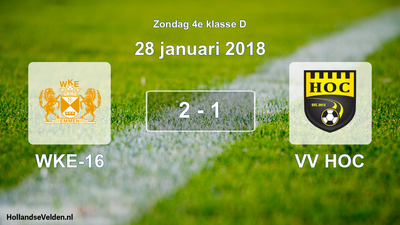 Total number of matches played: WKE-16 - VV HOC 2 - 1 (28 January 2018)