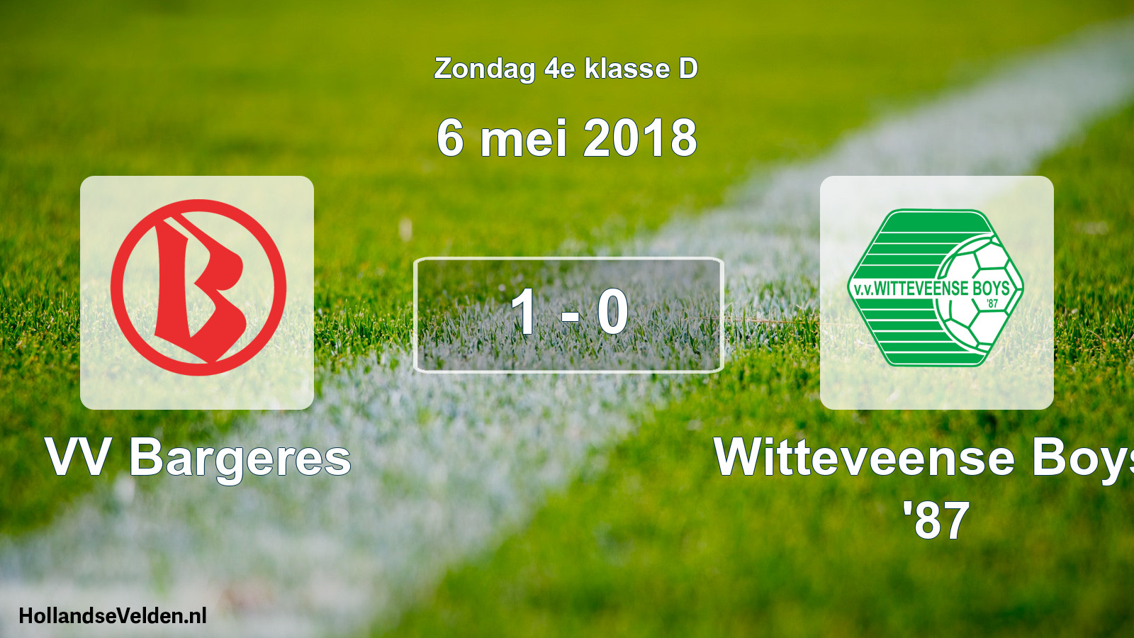 Total number of matches played: VV Bargeres - Witteveense Boys '87 1 - 0 (6 May 2018)