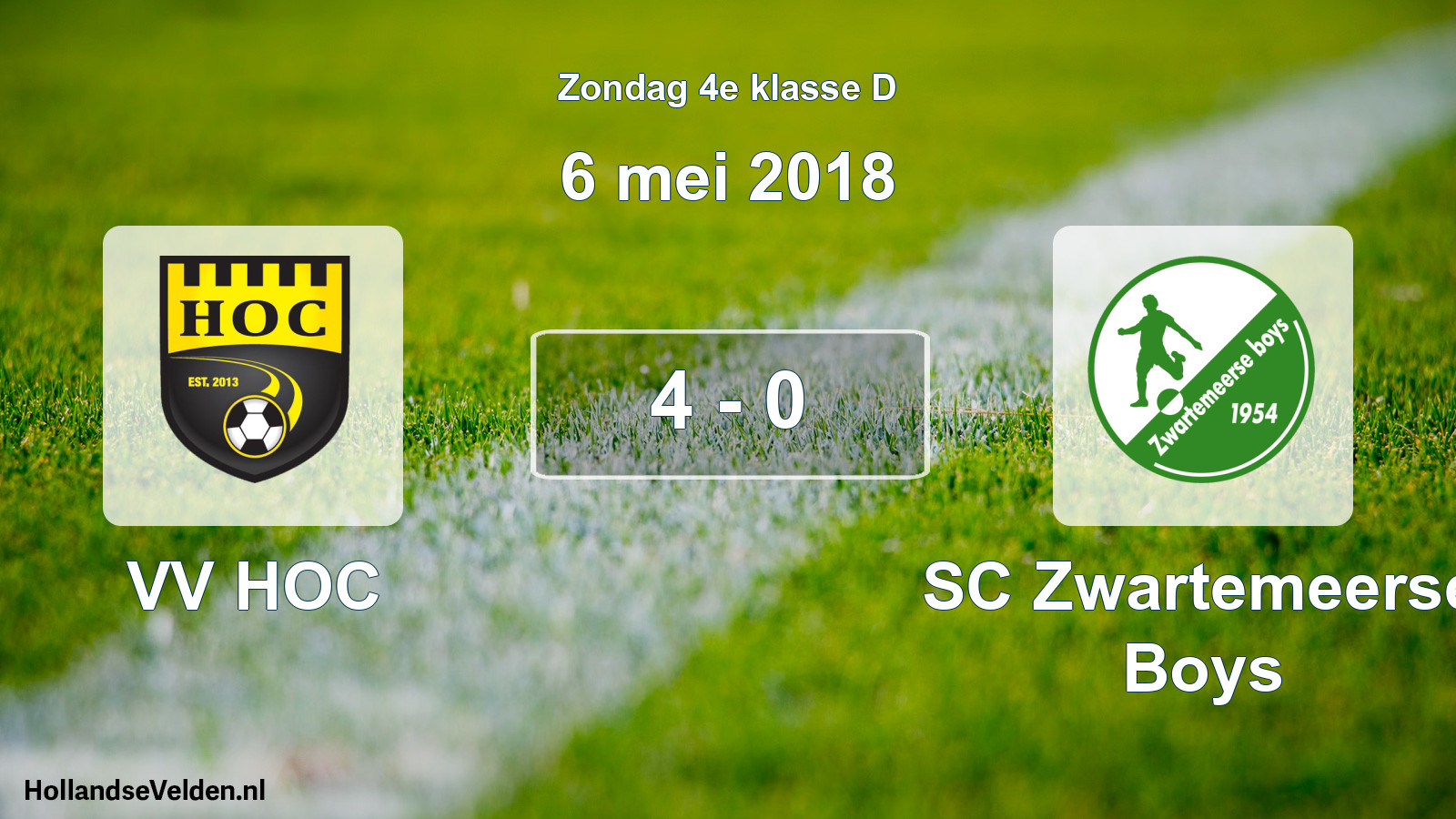 Total number of matches played: VV HOC - SC Zwartemeerse Boys 4 - 0 (6 May 2018)