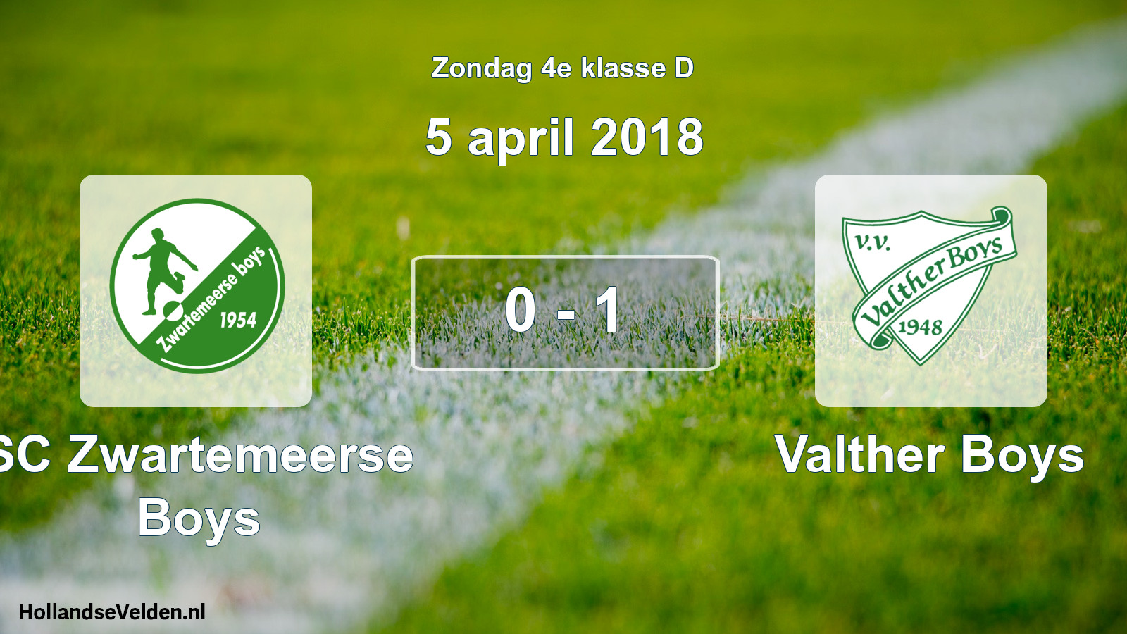 Total number of matches played: SC Zwartemeerse Boys - Valther Boys 0 - 1 (5 April 2018)