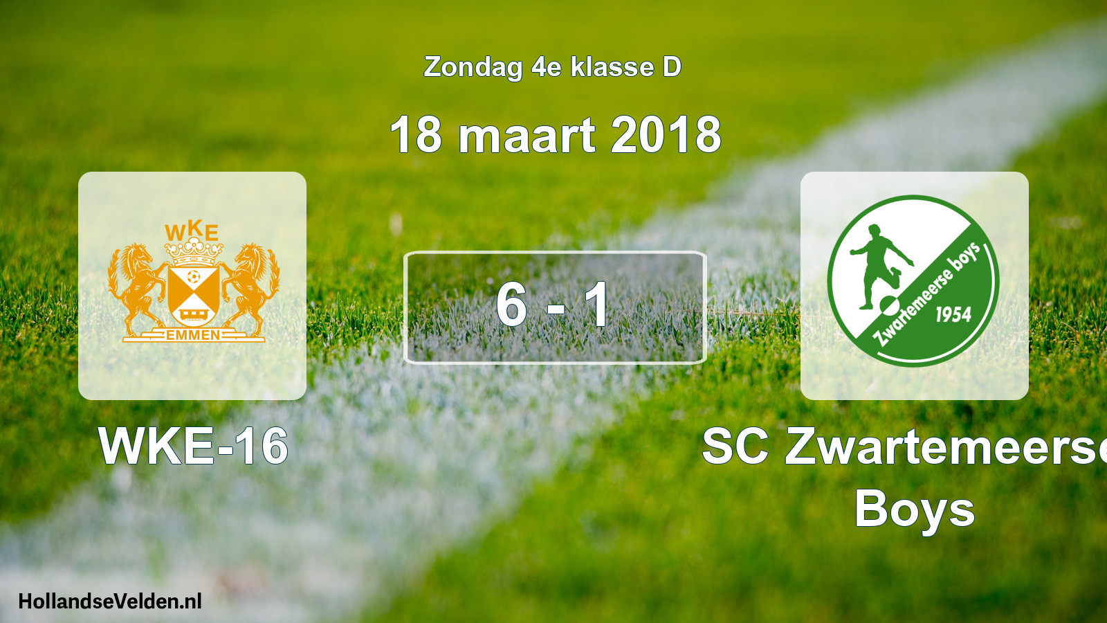 Total number of matches played: WKE-16 - SC Zwartemeerse Boys 6 - 1 (18 March 2018)