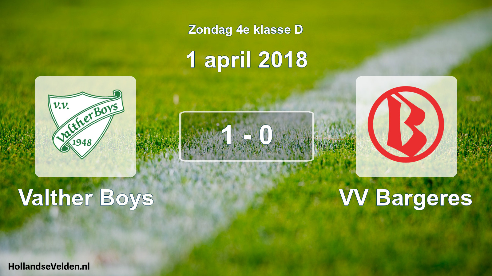 Total number of matches played: Valther Boys - VV Bargeres 1 - 0 (1 April 2018)