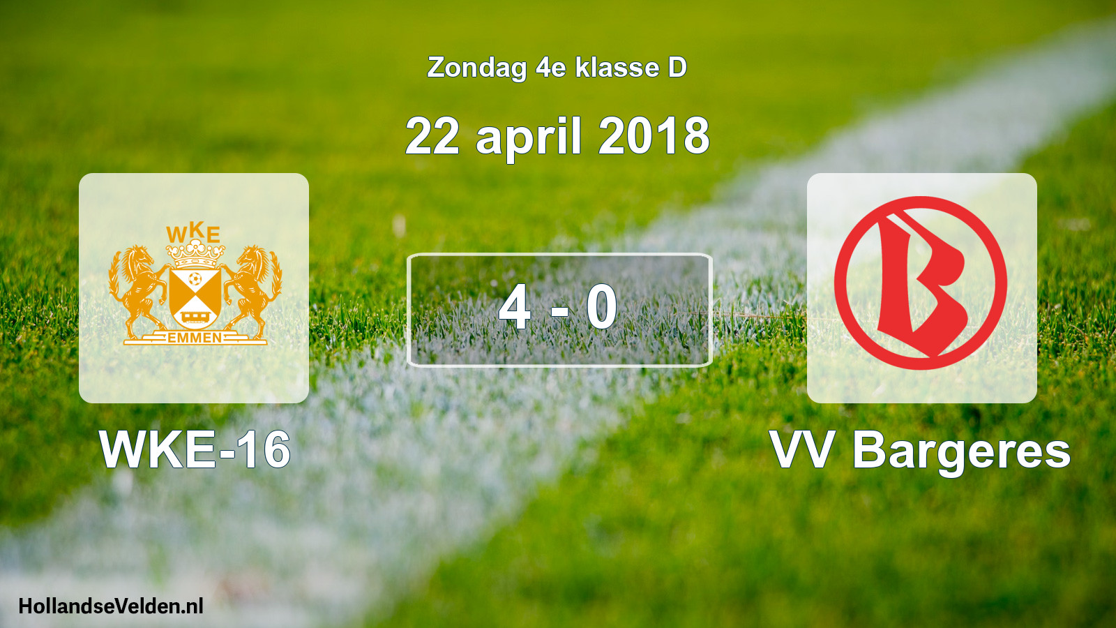 Total number of matches played: WKE-16 - VV Bargeres 4 - 0 (22 April 2018)