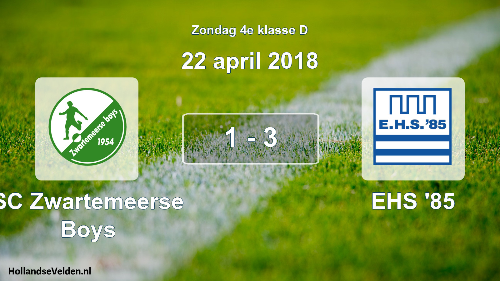 Total number of matches played: SC Zwartemeerse Boys - EHS '85 1 - 3 (22 April 2018)