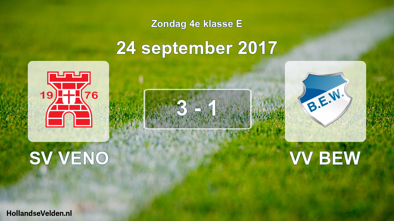 Total number of matches played: SV VENO - VV BEW 3 - 1 (24 September 2017)