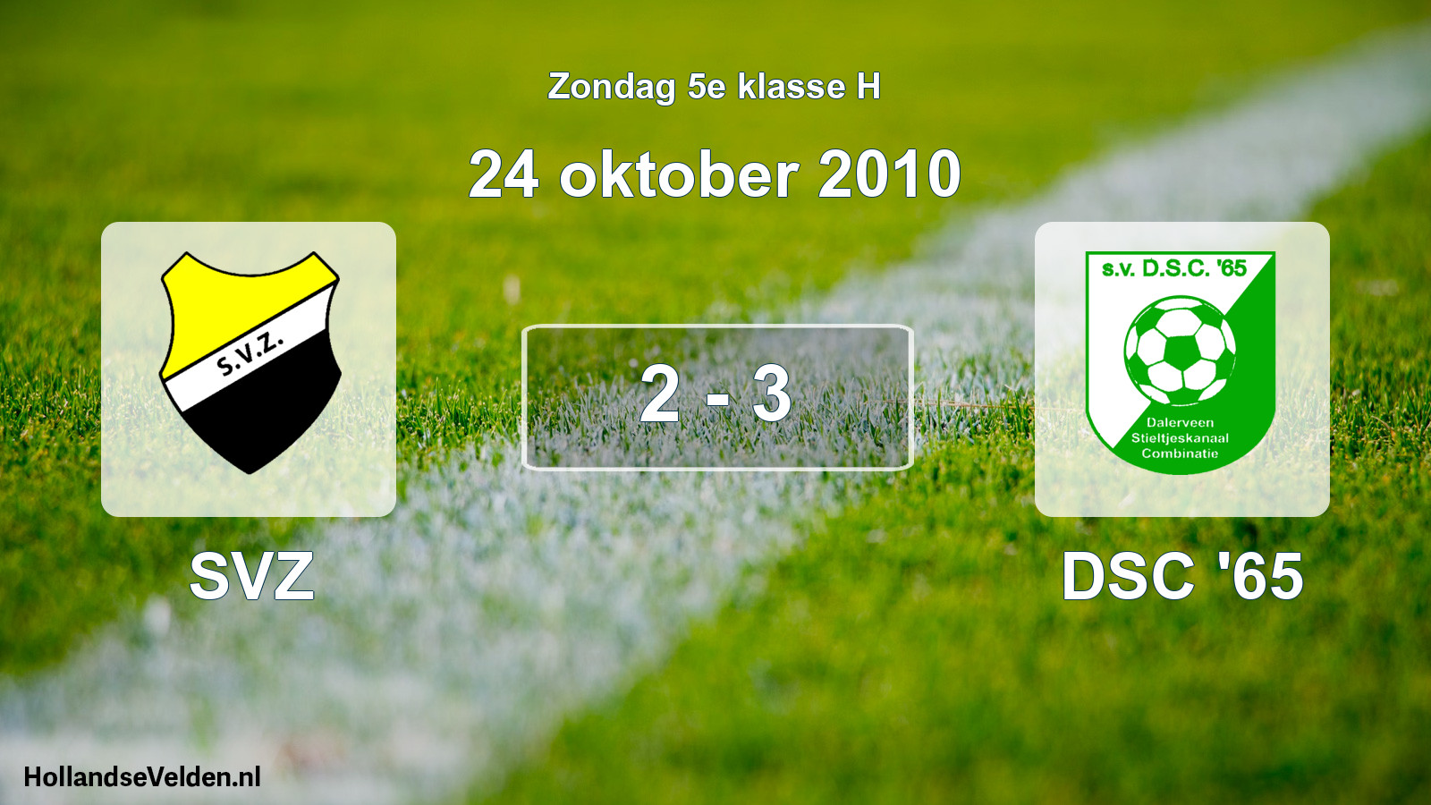 Total number of matches played: SVZ - DSC '65 2 - 3 (24 October 2010)