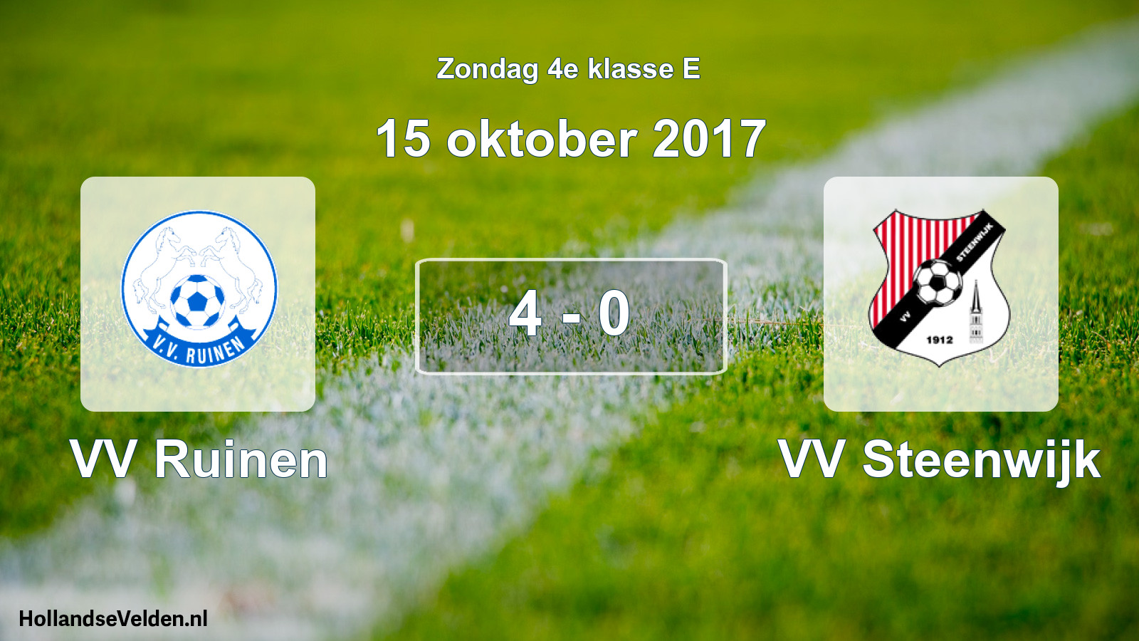 Total number of matches played: VV Ruinen - VV Steenwijk 4 - 0 (15 October 2017)
