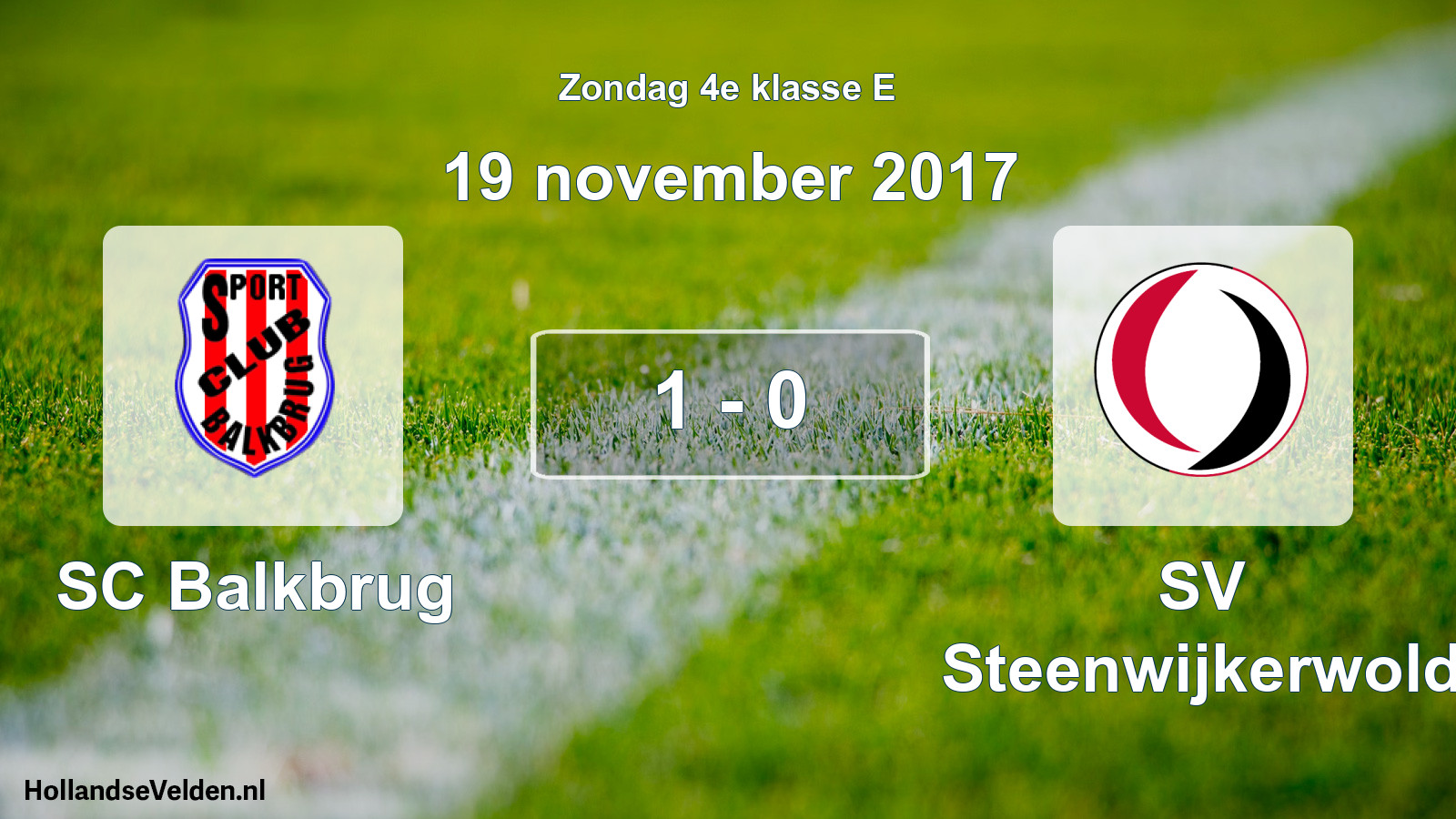 Total number of matches played: SC Balkbrug - SV Steenwijkerwold 1 - 0 (19 November 2017)