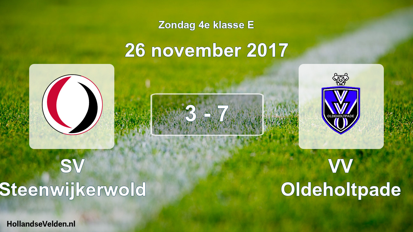 Total number of matches played: SV Steenwijkerwold - VV Oldeholtpade 3 - 7 (26 November 2017)