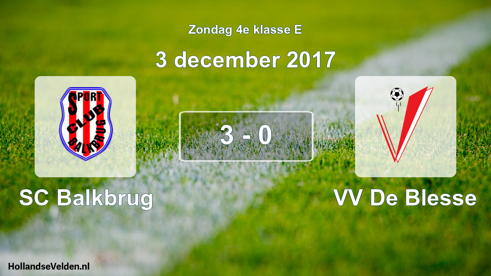 Total number of matches played: SC Balkbrug - VV De Blesse 3 - 0 (3 December 2017)