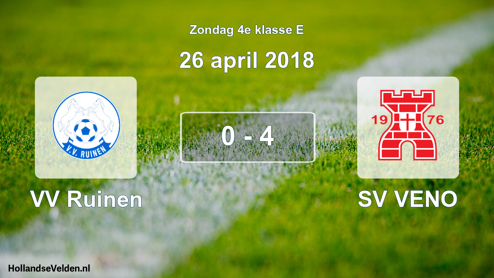 Total number of matches played: VV Ruinen - SV VENO 0 - 4 (26 April 2018)