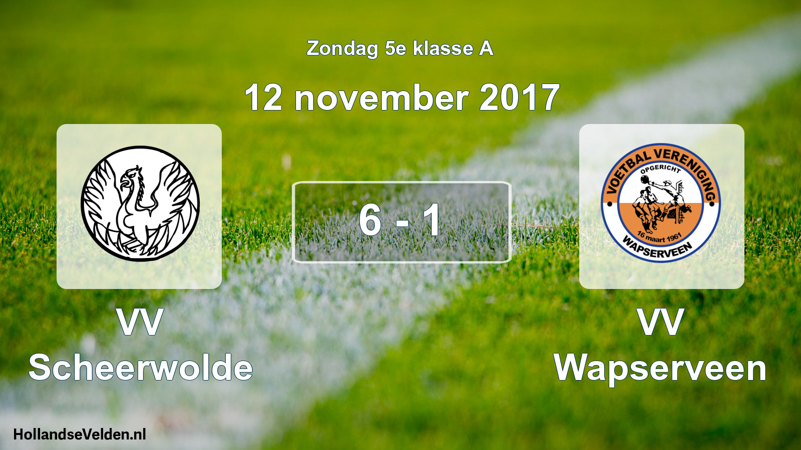 Total number of matches played: VV Scheerwolde - VV Wapserveen 6 - 1 (12 November 2017)