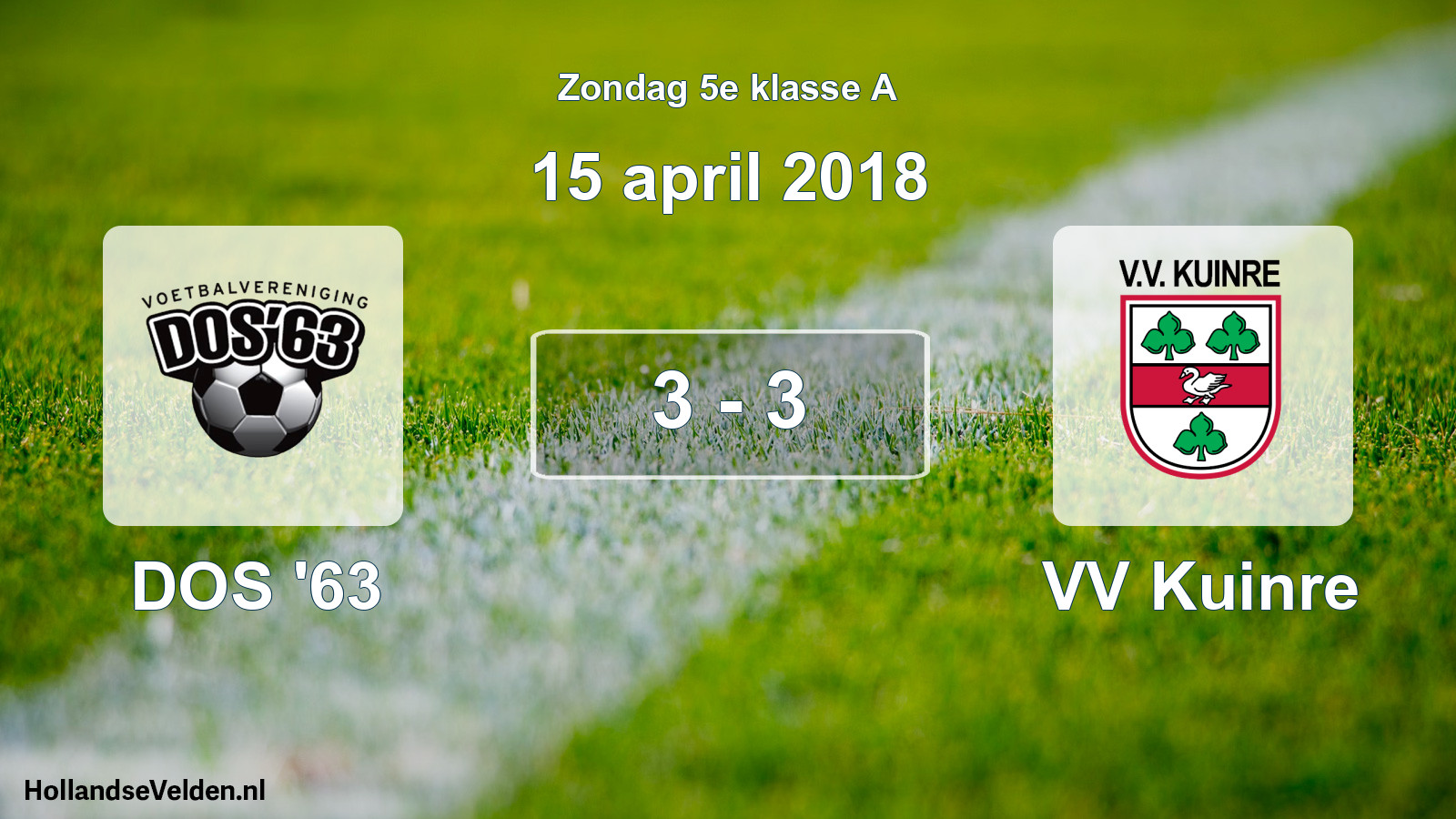 Total number of matches played: DOS '63 - VV Kuinre 3 - 3 (15 April 2018)
