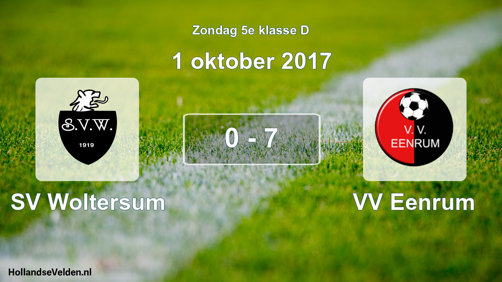 Total number of matches played: SV Woltersum - VV Eenrum 0 - 7 (1 October 2017)