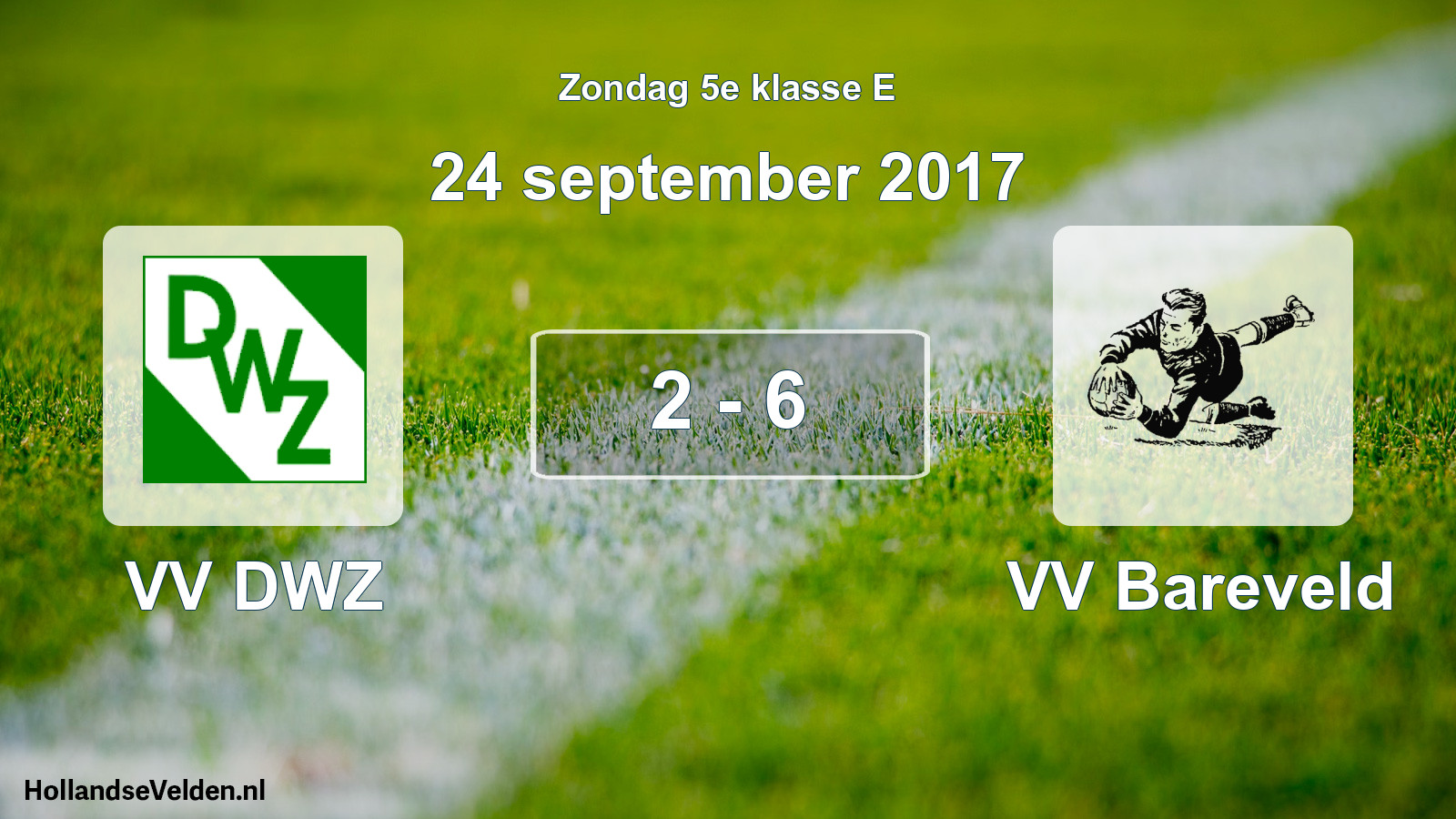 Total number of matches played: VV DWZ - VV Bareveld 2 - 6 (24 September 2017)