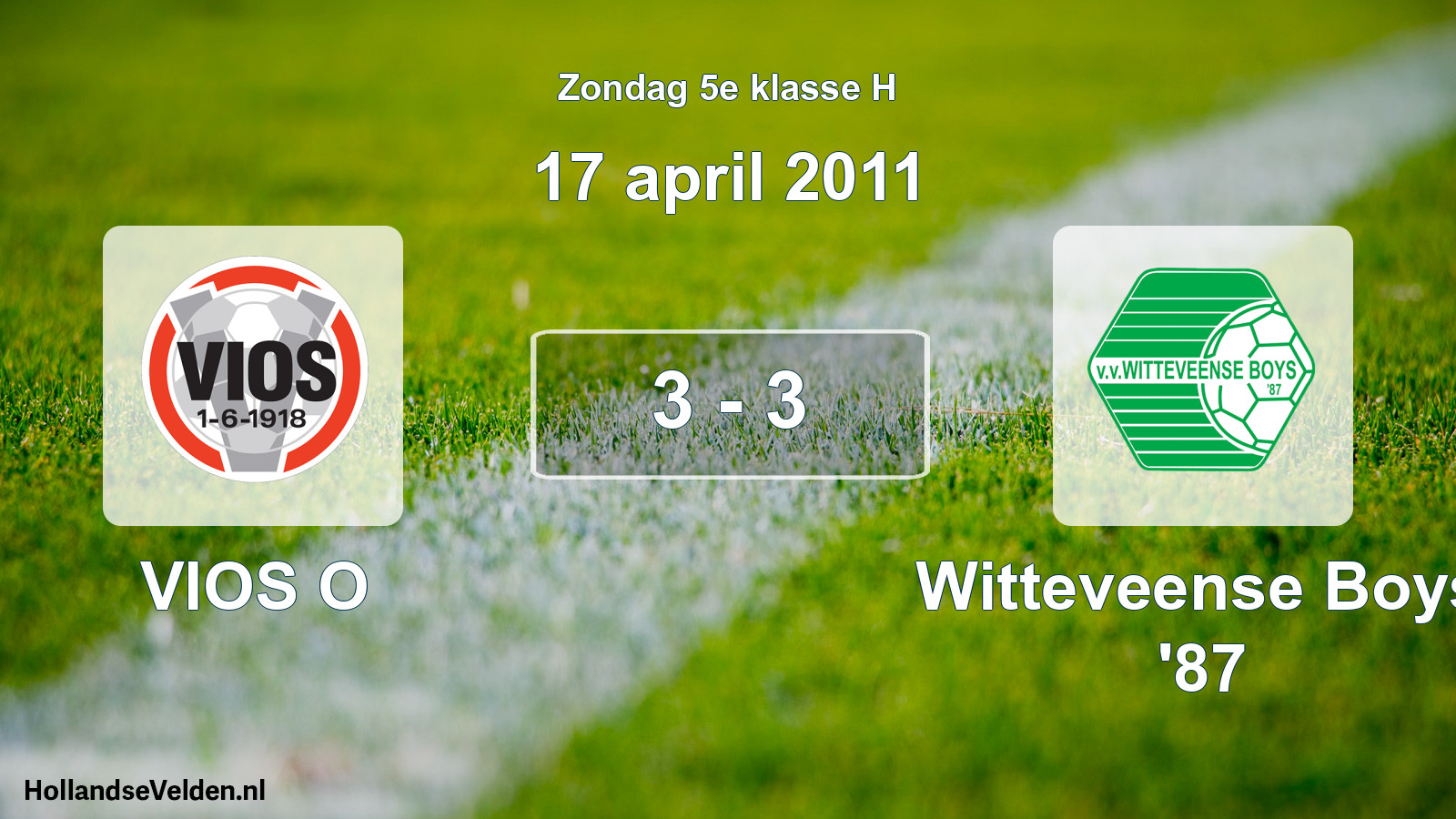 Total number of matches played: VIOS O - Witteveense Boys '87 3 - 3 (17 April 2011)