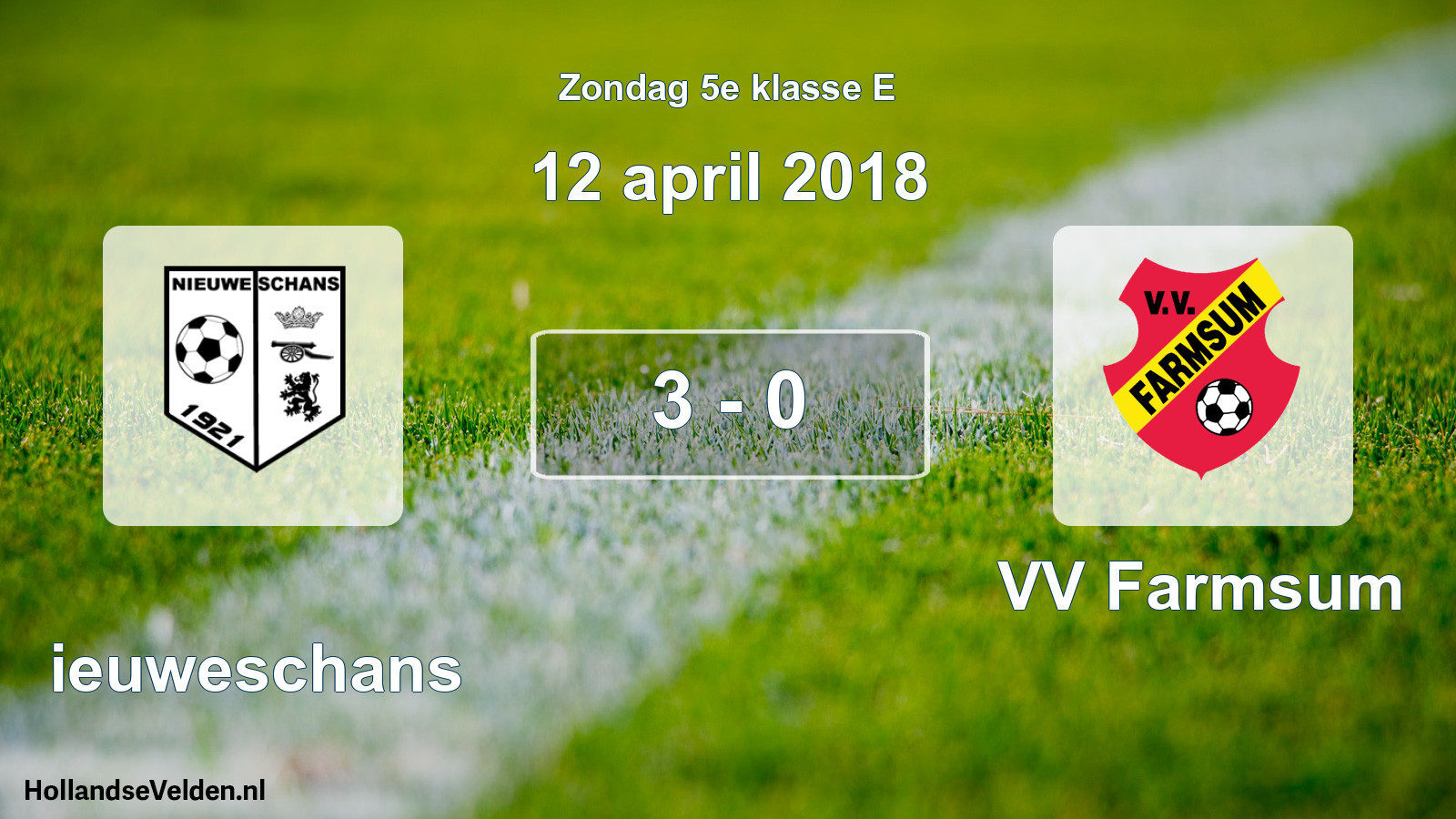 Total number of matches played: Nieuweschans - VV Farmsum 3 - 0 (12 April 2018)