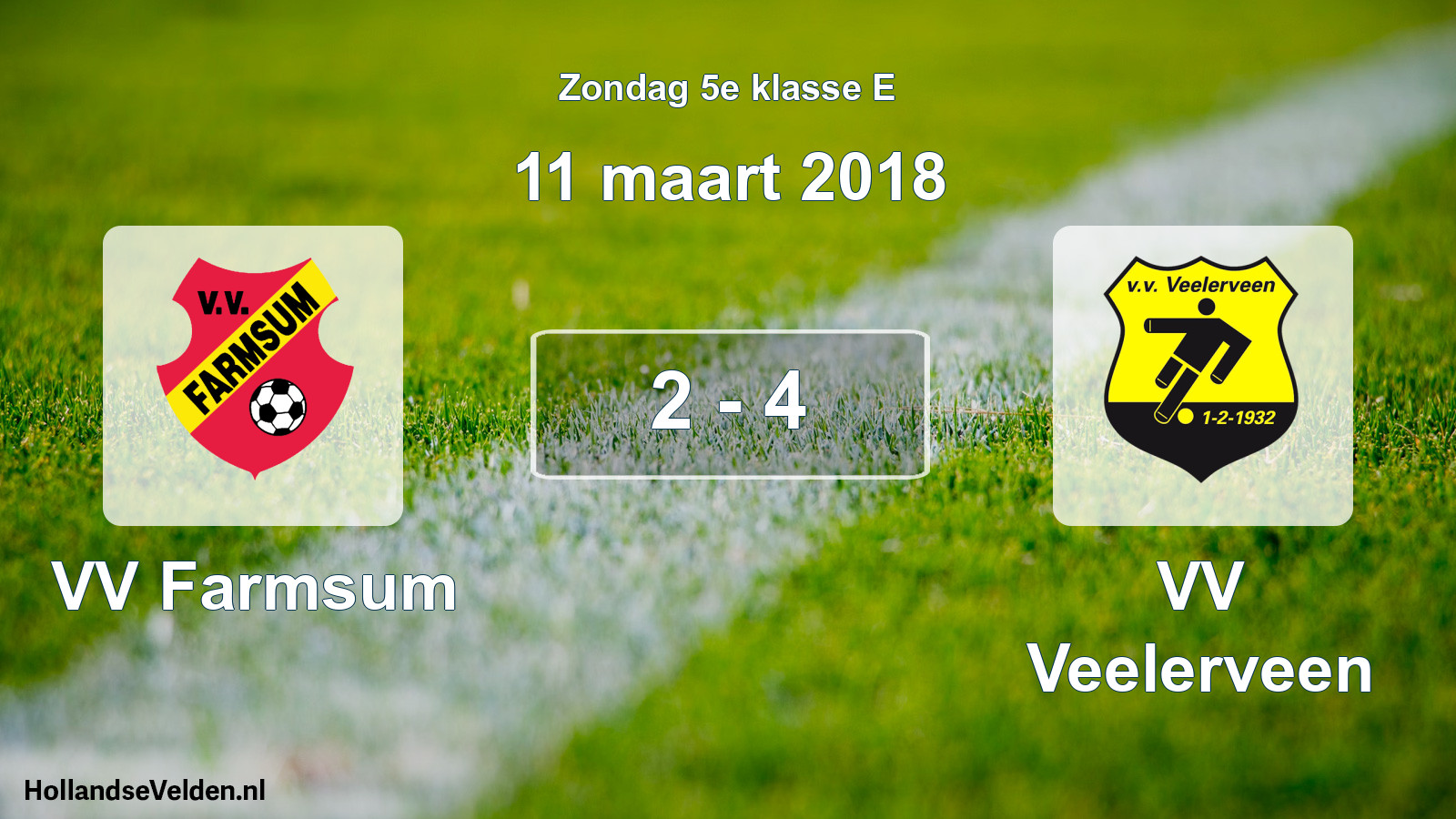 Total number of matches played: VV Farmsum - VV Veelerveen 2 - 4 (11 March 2018)