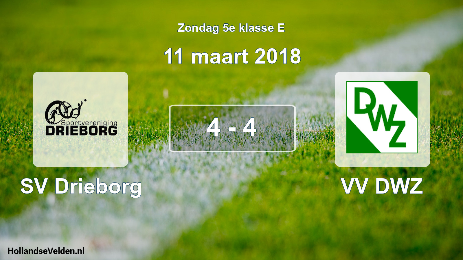 Total number of matches played: SV Drieborg - VV DWZ 4 - 4 (11 March 2018)