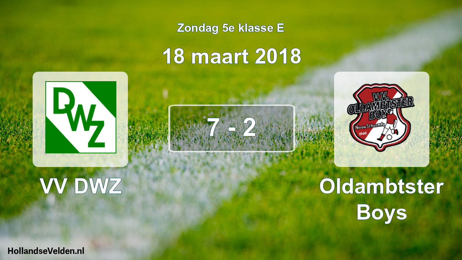Total number of matches played: VV DWZ - Oldambtster Boys 7 - 2 (18 March 2018)