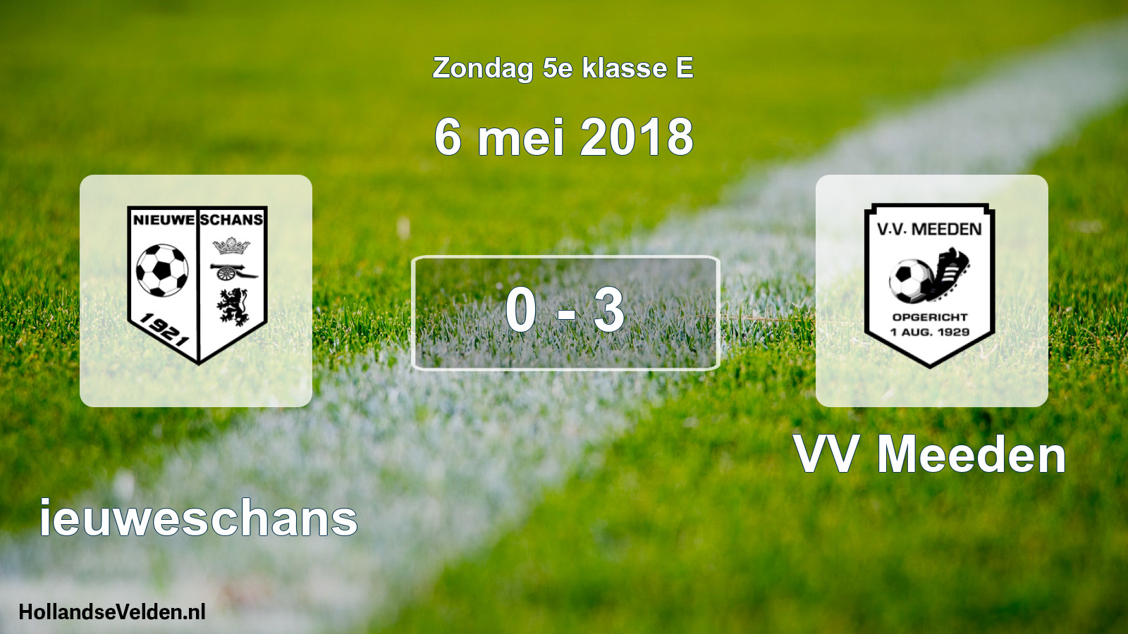 Total number of matches played: Nieuweschans - VV Meeden 0 - 3 (6 May 2018)